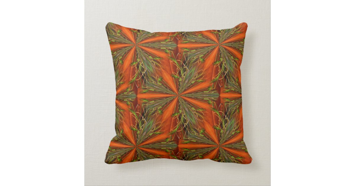 Orange And Green Abstract Design Throw Pillow Zazzle