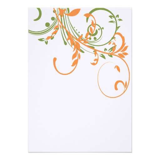 Orange and Green Double Floral Wedding Invitation