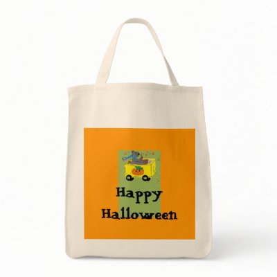 Orange and Green HappyHalloween Tote Bags by seashell2
