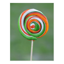 Orange and green lollipop post card