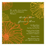 Orange and Green Mum Flowers Wedding Invitation