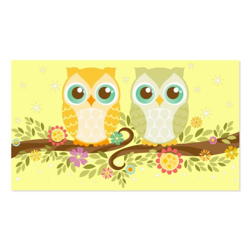 Orange and Green Owls - Diaper Raffle Ticket Business Card Templates (back side)