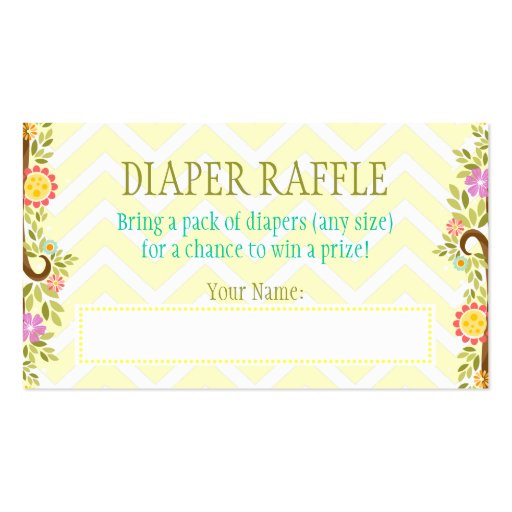 Orange and Green Owls - Diaper Raffle Ticket Business Card Templates (front side)