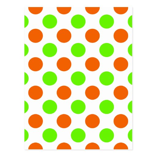 Orange and Green Polka Dots Postcard Zazzle