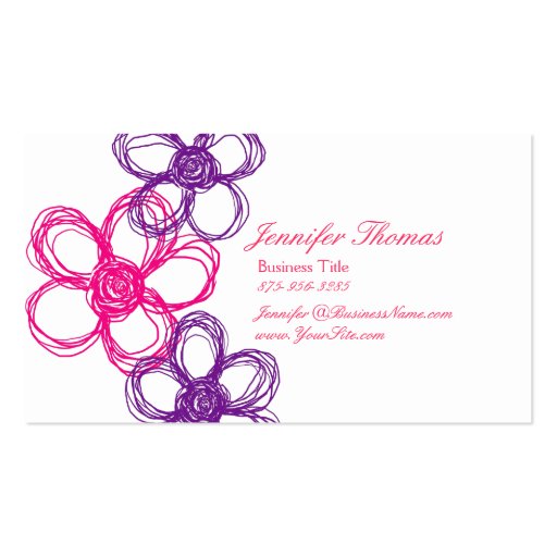 Orange and Hot Pink Wildflower Wedding Planner Business Card Templates (front side)