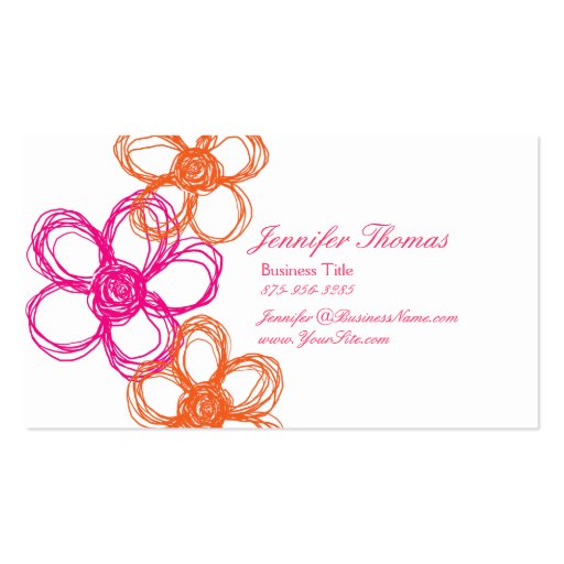 Orange and Hot Pink Wildflower Wedding Planner Business Card Template (front side)
