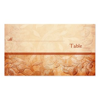 Orange and Ivory Floral Placecards Business Card Templates