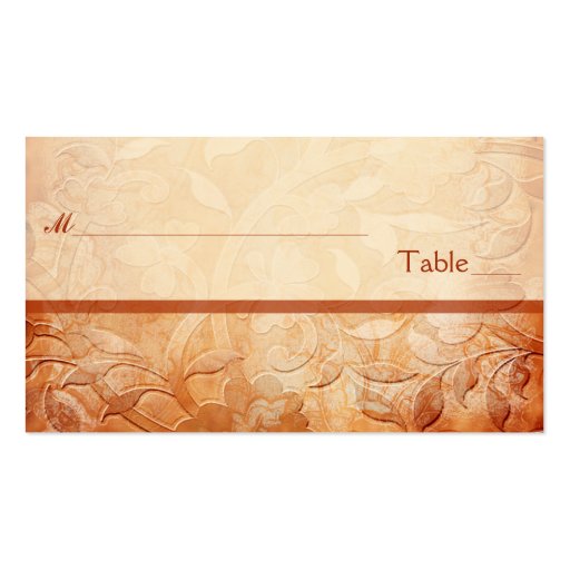 Orange and Ivory Floral Placecards Business Card Templates (front side)