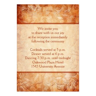 Orange and Ivory Floral Reception Enclosure Card Business Card