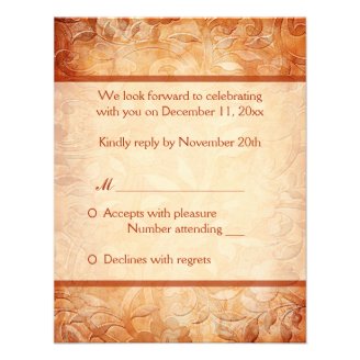 Orange and Ivory Floral Reply Card Custom Invitations
