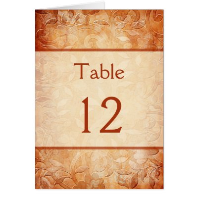 Orange and Ivory Floral Table Number Card