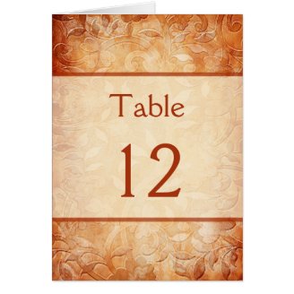 Orange and Ivory Floral Table Number Card