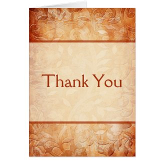 Orange and Ivory Floral Thank You Note Card