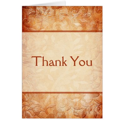 Orange and Ivory Floral Thank You Note Card