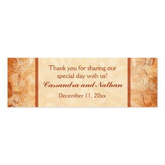 Orange and Ivory Floral Wedding Favor Tag Business Card Template