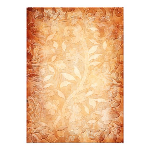 Orange and Ivory Floral Wedding Invitation