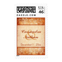 Orange and Ivory Monogrammed Wedding Postage