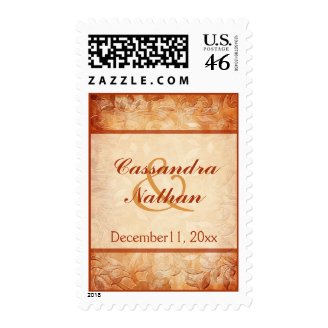 Orange and Ivory Monogrammed Wedding Postage