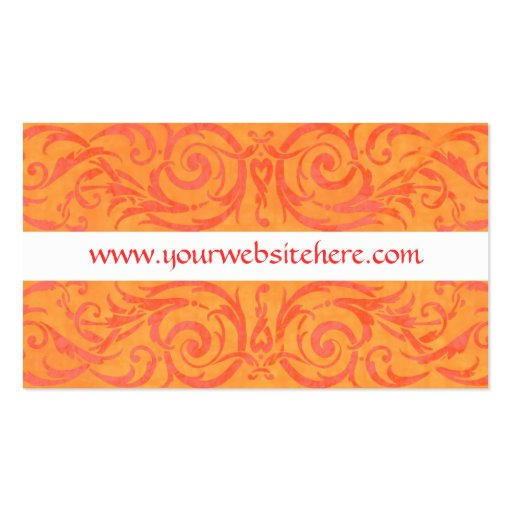 orange and peach damask business card Template (back side)