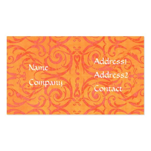 orange and peach damask business card Template (front side)