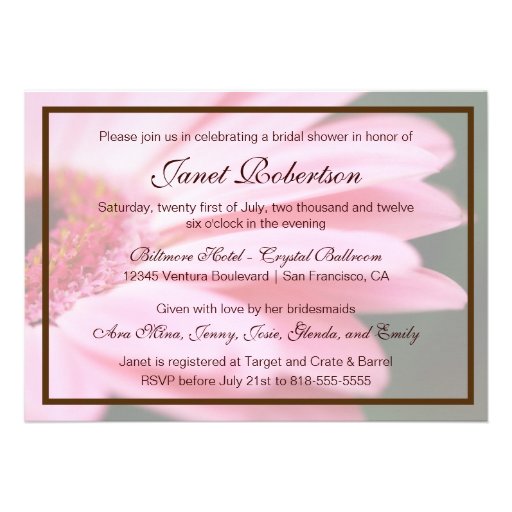 Orange and Pink Bridal Shower Invitations