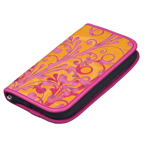 Orange and Pink Floral Rickshaw Smartphone Folio Planner