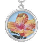 Orange and pink flower, hybrid hibiscus  flowers custom jewelry