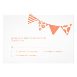 Orange and Pink Fun Flags Wedding rsvp Personalized Invite