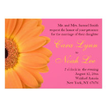 Orange and Pink Gerber Daisy Wedding Invitations