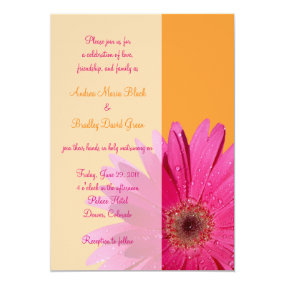 Orange and Pink Gerbera Daisy Wedding Invitation