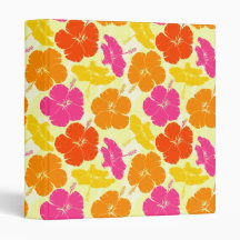 Orange and Pink Hibiscus Pattern Binders