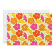 Orange and Pink Hibiscus Pattern Personalized Invitation