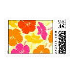 Orange and Pink Hibiscus Pattern Stamp