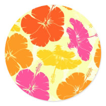 Orange and Pink Hibiscus Pattern Sticker