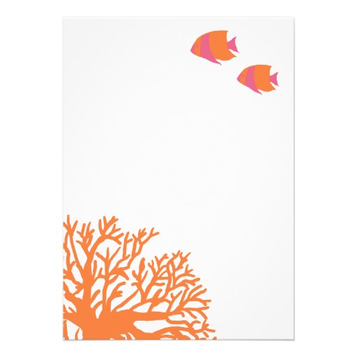 Orange and Pink Tropical Coral Wedding Invitation