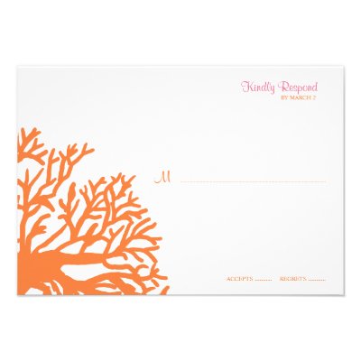 Orange and Pink Tropical Coral Wedding rsvp Personalized Announcements