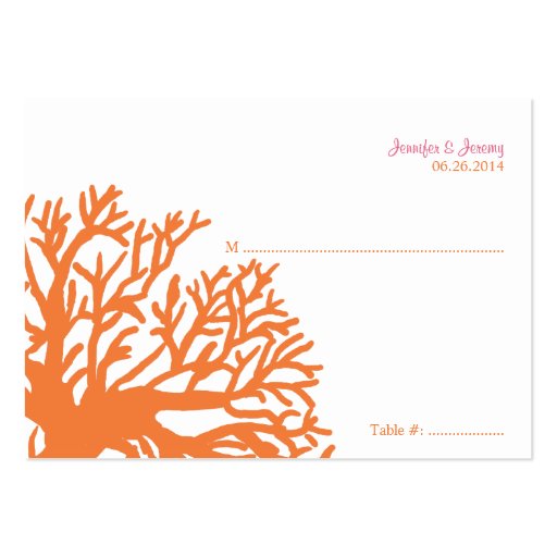 Orange and Pink Tropical Fish Seating Card Business Cards (front side)