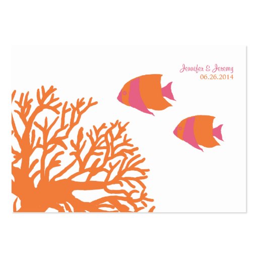 Orange and Pink Tropical Fish Seating Card Business Cards (back side)