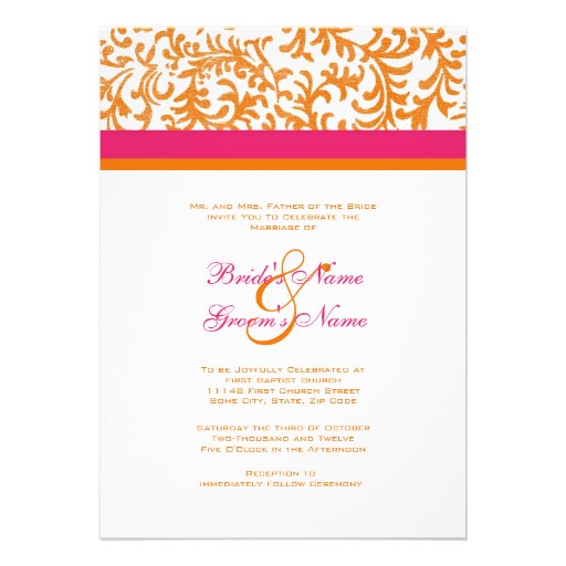 Orange and Pink Wedding Invitation