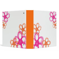 Orange and Pink Wild Flowers Binder