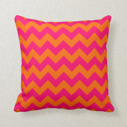 Orange and Pink Zigzag Throw Pillow