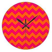 Orange and Pink Zigzag Wall Clock