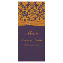 Orange and Purple Damask Menu Card Rack Cards