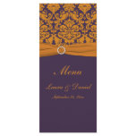Orange and Purple Damask Menu Card rack cards