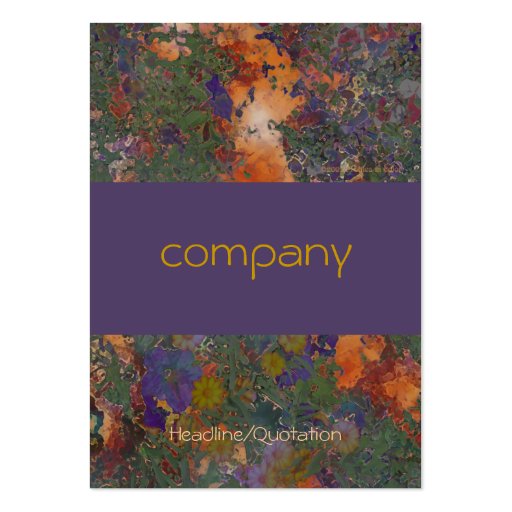 Orange and Purple Flowers Profile Card Business Cards (back side)