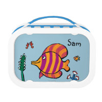 Orange and Purple Tropical Fish with Seahorses Yubo Lunchbox