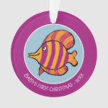 Orange and Purple Tropical Fish with Seahorses Ornament