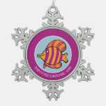 Orange and Purple Tropical Fish with Seahorses Snowflake Pewter Christmas Ornament