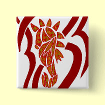 Orange and red Sea Horse button by marcya7 Orange and red Sea Horse button