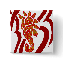 Orange and red Sea Horse  button